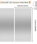 2-pack 6061 T651 aluminum sheet metal 6 by 12 by 1/16 inch flat plate with protective film, heat treatable for DIY projects