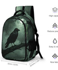 Dope Red Eye Crow Mist Woods Printed Backpack Unisex Large Capacity Daypack with durable polyester and smooth zipper