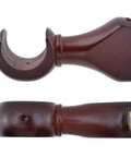 Four Pack Wood Curtain Rod Brackets With Return Ends For 1-2/5 Inch Curtain Rods Wall Mount Brown Finish Solid Wood Body