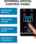 External digital control panel of Heavy Duty Convertible Upright Fridge Freezer With Auto Defrost And Four Adjustable Shelves.