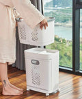 Removable Laundry Basket With Sturdy Storage Rack On Wheels White Household Organizer for Laundry and Home Storage Bottom Opening