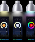 Smart LED bulb color modes with 2700K soft white, 6500K daylight, multicolor options. 4 Pack Smart LED Bulbs With 16W 1600 Lumens A21 Dimmable WiFi RGB CW Color Changing Tunable White 2700K-6500K 100W Equivalent Works With Alexa Google Home 2.4GHz.
