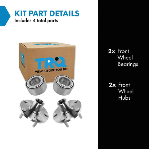 Hyundai FDA/QIB/QD Replacement 4-piece front wheel bearing and hub kit for Hyundai Kia models, includes 2 bearings and 2 hubs