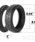 8.5 Inch By 2 Inch Scooter Tire And Inner Tube Set 50/75-6.1 with visible measurements for Gotrax GXL V2, Xiaomi M365, and others.