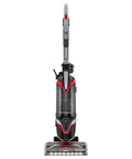 Commercial Grade Upright Vacuum Featuring Adaptive Surface Sensing Automation Alongside Long Lasting Motors front view with dust bin.