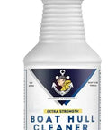 Boat Hull Cleaner bottle with trigger nozzle, designed for removing water spots scum lines and fiberglass stains, marine grade formula.