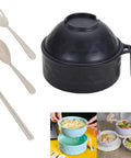Ramen Noodle Bowl Set With Microwave Cooker, Chopsticks, Spoon, And Phone Holder, Durable Straw Fiber Bowls For College Dorm Life