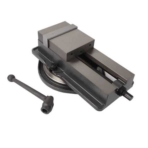 Heavy Duty CNC Milling Machine Vise QM16200 Precision 200mm Bench Vice Tool Accessory with steel jaws and tool for adjustment.