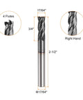 Pro Grade Heavy Duty Carbide End Mill With Square Nose For Hardened Steel, TiAlN Coated, 17 64th Inch Cutting Diameter, Four Flutes