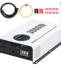 Beefy 3000W Pure Sine Wave Inverter 12V DC To 120V AC Car Converter with LCD display, 4 AC outlets, cables, fuses, and wrench