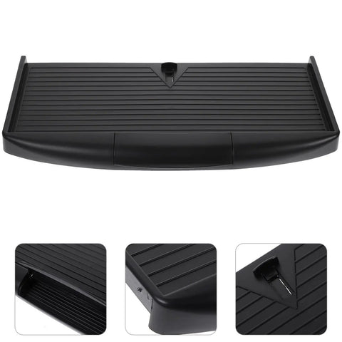 Undermount Keyboard Tray With Ergonomic Tilt And Clip Mount showing top view and texture details, made from tough polypropylene.