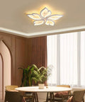 Dope Modern Leaf Ceiling Light 60W Dimmable LED With Remote Control 23.6 Inch Acrylic Flush Mount Chandelier in dining room