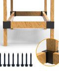 Heavy Duty 4 Piece Steel 3 Way Right Angle Corner Bracket Kit For DIY Workbench Shelving And Work Table Fits 2x4 Lumber Actual 1.5x3.5 Inches With Pre Drilled Holes And Screws For Easy Install installed on wood frame