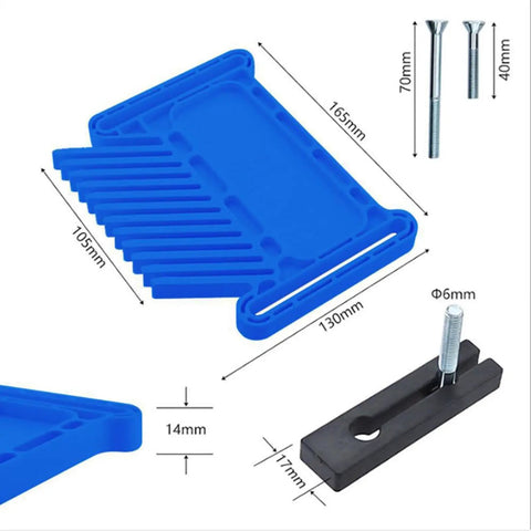Heavy Duty Stackable Featherboard With Adjustable Miter Tracks And Dead Nuts Accurate Wood Holding Grip For Router Tables, blue, 165mm x 130mm size.