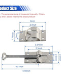 2 Pack RV Door Latch 4 Inch T Style Exterior Door Hold Hook And Keeper Stainless Steel Entry Door Holder For Trailer Camper Cargo And Truck Motorhome Weatherproof Rust Resistant shown with measurements