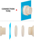 ABS Bulkhead Fitting 3 Inch Double Thread Connector Adapter With Plugs for tanks, aquariums, beige color, side view, connection type shown