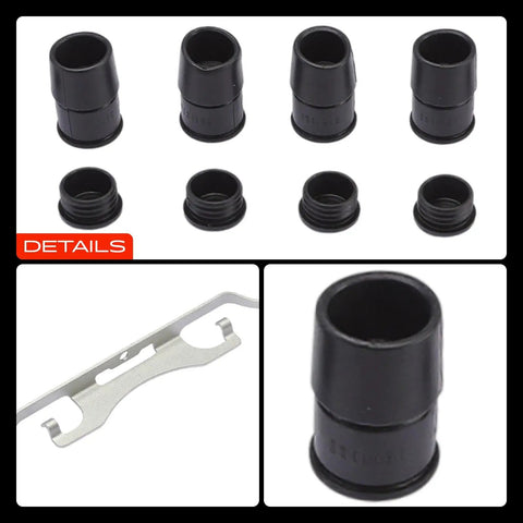 A-Premium Front Disc Brake Hardware Kit With High Performance Bolts Clips And Springs For Ford Fusion, Edge; Lincoln MKZ, MKX, Nautilus, Continental; Subaru Ascent 2015-2022 To Get A Smooth Ride. black brake slide boots and silver retaining clip
