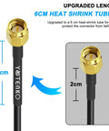 Six Foot SMA Male To SMA Female RG58 Coax Jumper Cable For Long Range 4G LTE Routers with heat shrink tubing detail