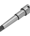 Weldon shank adapter sleeve, side view; silver metal with MT3 Morse taper