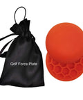Golf Swing Training Pad Pro Grade Rubber Force Plate next to storage bag