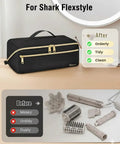 Shark FlexStyle Hair Tools Travel Bag with Wide Open Design and Heat Resistant Mat shown with storage example.