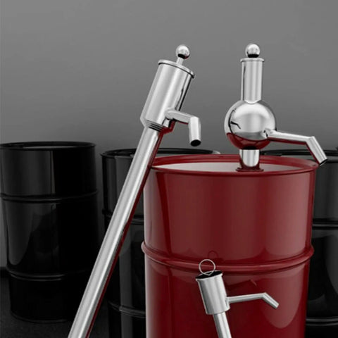 Heavy Duty Stainless Steel Hand Drum Pump Manual Liquid Transfer Tool For Oil Kerosene Gasoline Water Solvent Fits 55 Gallon Barrels Rugged Rust Resistant Construction Durable And Effortless Fluid Handling