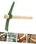 Steel Garden Pickaxe With Wooden Handle For Weeding And Soil Cultivation, Durable Hand Hoe for tough weeds in action