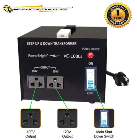 Beefy 500 Watt Step Up Down Voltage Transformer For Japan Converter Lets You Run 120V And 100V Devices Anywhere with 100V and 120V outputs