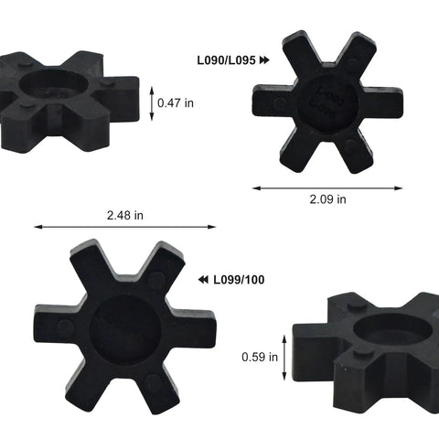L090/L095 NBR rubber spider insert, solid center, black, for L-jaw coupler set (2-pack)