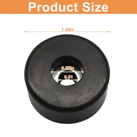 Top view of a single rubber foot pad with dimensions, part of 8 Pack Heavy Duty Rubber Feet Pads With Washers For Anti Vibration.