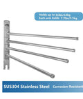 Four Arm Swivel Towel Rack Wall Mount For Bathroom And Kitchen Stainless Steel Rustproof Space Saver with 180° swivel