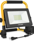 60W LED Work Light Portable 5200LM 5000K, 600W Equivalent Beaming Outdoor Job Site Light With Stand, IP66 Waterproof For Construction Site, Workshop, Garage, 5M Cord With Plug