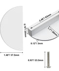 Dimensions of Four Pack Half Moon Cabinet Pulls 2.5 Inch Center Hole Semicircle Drawer Handles Solid Brass Closet Hardware White