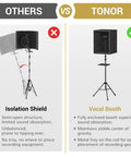 Comparison between others and Tonor isolation shields; Tonor is a Pro Grade Microphone Isolation Shield for Studio With Tripod Stand.