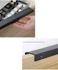 Hidden Cabinet Handle For Drawers And Doors Curved Aluminum Alloy Pull Concealed Door Knob Black Finish 1200mm Length