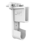 Slick SuperSlide Wire Shelving Support Bracket With Preloaded Wall Anchors For Straight Up Easy Mount On Three Quarter Inch Closet Rods White Finish, side view.