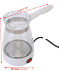 600 Ml Electric Turkish Coffee Maker For Home Use With Removable Anti Scald Handle, 600W Fast Brew Coffee Pot In Glass And Stainless Steel