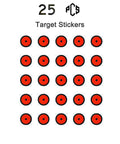 25 PCS target stickers for Auto Resetting BB Gun Targets For.177 And.20 Caliber, round red and black design for precise aiming