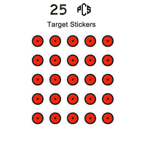 25 PCS target stickers for Auto Resetting BB Gun Targets For.177 And.20 Caliber, round red and black design for precise aiming