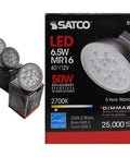 Boxes of Hot 6.5W LED MR16 Bulbs Pack Of 12, 2700K Warm White, 500 Lumen, 40 Degree Beam, GU5.3 Bi-Pin, 12V AC DC, Dimmable