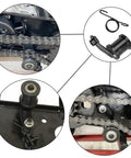 Beefed Up Mini Bike Chain Tensioner with 1.75 Inch Roller, installation view on Coleman CT200U and other 196cc mini bikes