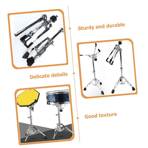 Rock Solid Heavy Duty Snare Drum Stand Adjustable Portable Alloy Rack With Quick Release Storage Shelf For Gig Ready Bands Weekend Sessions And Tour Grade Stages, showcasing sturdy details and adjustable parts.