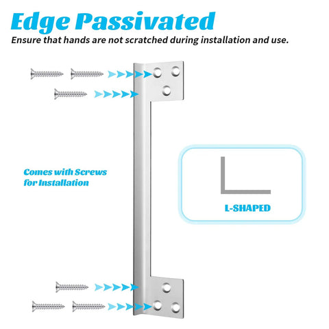 7-Inch Heavy-Duty Door Latch Guard Plates 2 Pack L-Shaped Security Striker Plate with screws for easy installation.