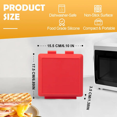 Fast Crispy Microwave Sandwich Maker With Adjustable Silicone Strap Removable Nonstick Grilled Cheese Toaster next to microwave