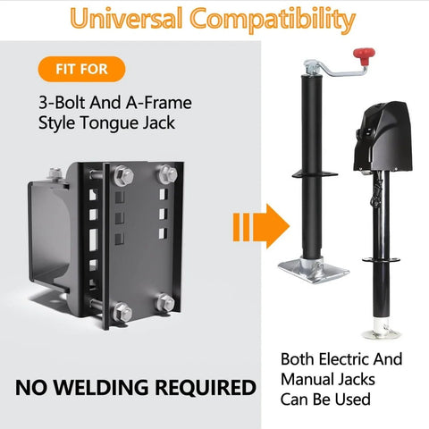 Universal Trailer Tongue Jack Relocation Kit With Bolt On Bracket For 3 Bolt And A Frame Jacks No Weld Install Tailgate Clearance