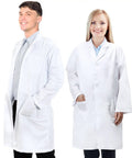Unisex Lab Coat For Men And Women, White Long Sleeve Chemistry Coat For Scientists, Doctors, And Students, Pro Grade Comfort, Size M