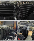 Eight Row Transmission Cooler Kit Universal 8 Pass Trans Cooler Aluminum Remote Oil Cooler Radiator installed in vehicle