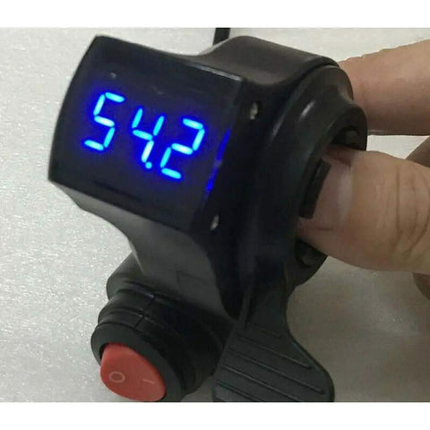 Universal 12V-72V E-Bike Thumb Throttle With LED Voltage Display Real Time Battery Readout And Mileage Ride Ready Digital Grip With Power Switch For Scooter And Electric Bike