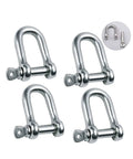 4 pieces of 8Mm Premium Grade 304 Stainless Steel Screw Pin Anchor Shackles for heavy duty outdoor use