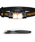Beast Mode Rechargeable LED Headlamp With 1500 Lumen Brightness showing black strap and Type-C cable